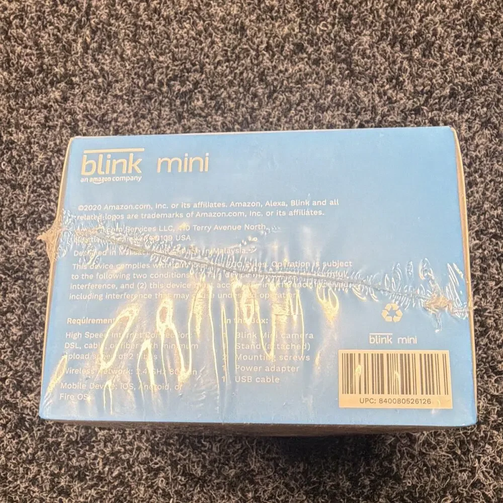 Blink Mini HD Indoor Wi-Fi Camera Motion Detection Two-Way Audio Alexa White